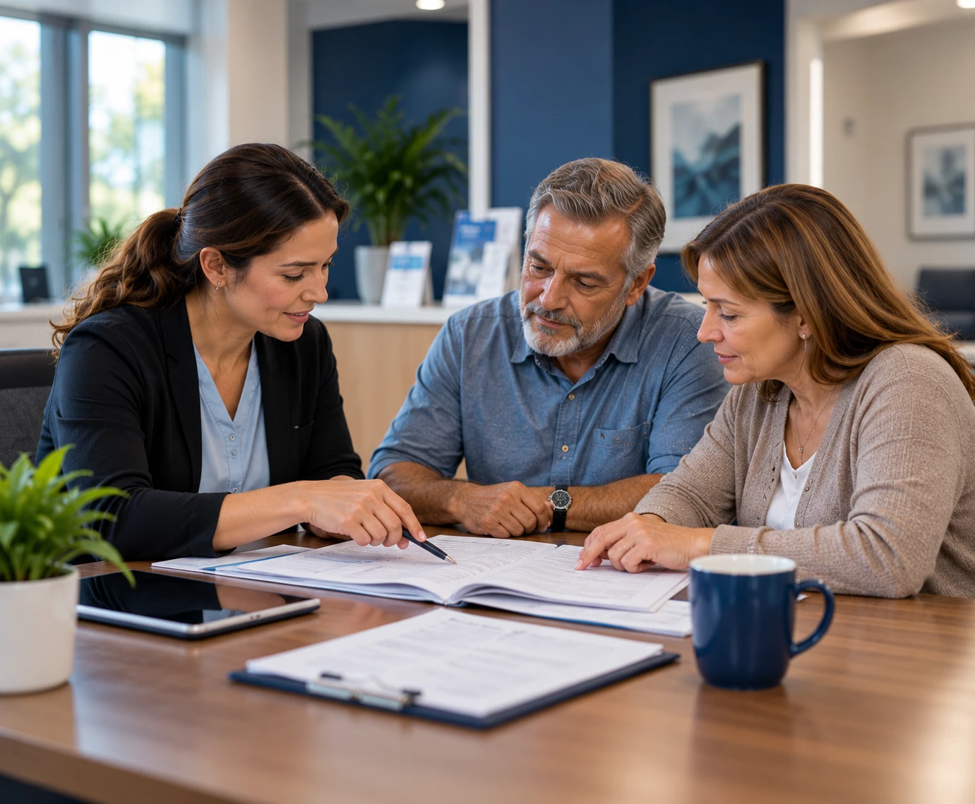 A patient reviewing Department of Labor benefit paperwork with a clinician