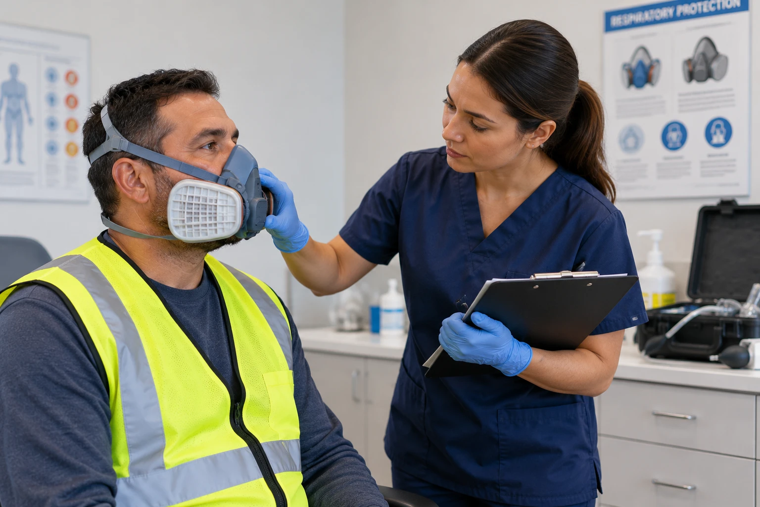 An occupational health clinician carrying out a pre-employment physical
