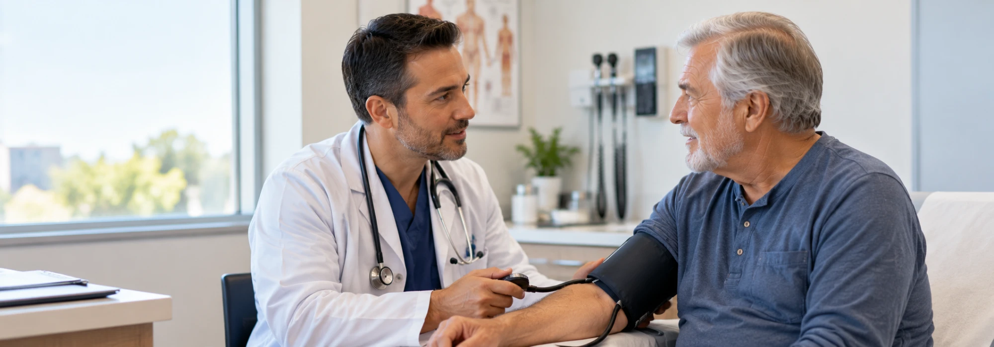 A veteran in consultation with a primary care provider